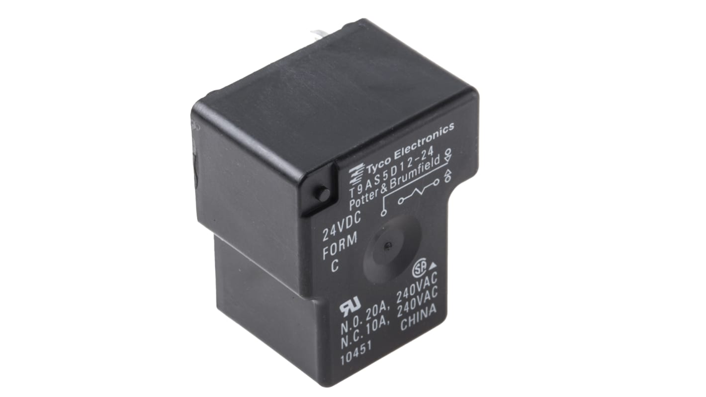 Nem dugaszolható relé SPDT Nyomtatott áramkörre szerelhető, 24V dc T9A