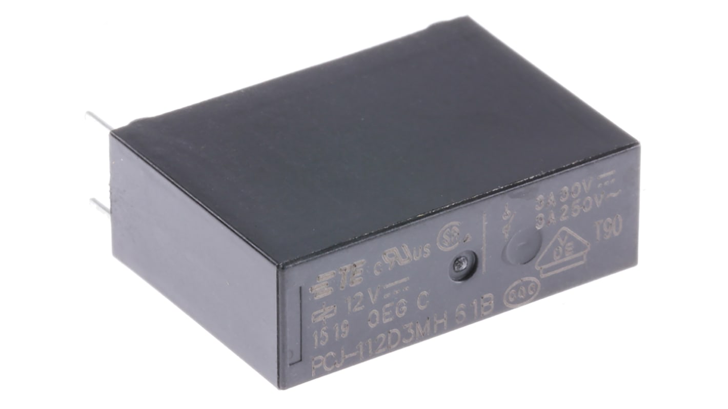 TE Connectivity PCB Mount Power Relay, 12V dc Coil, 3A Switching Current, SPST