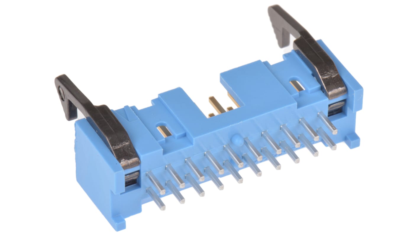 TE Connectivity AMP-LATCH Series Straight Through Hole PCB Header, 20 Contact(s), 2.54mm Pitch, 2 Row(s), Shrouded