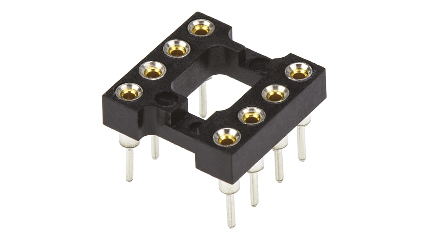 TE Connectivity DIL-Sockel, 8-Pin Durchsteck Gestanzt vergoldet, Raster 2.54mm Offene Bauform