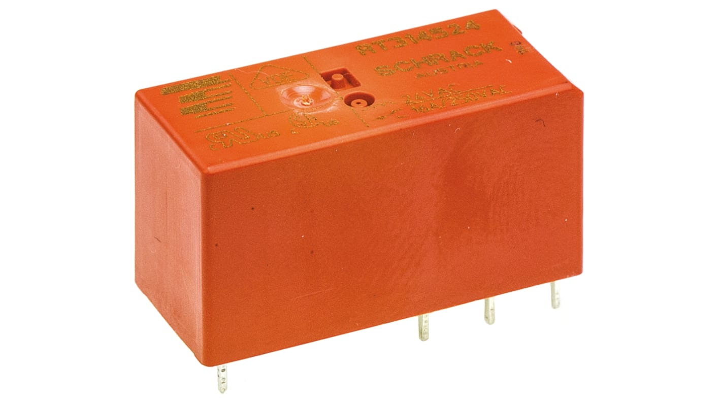 TE Connectivity PCB Mount Power Relay, 24V ac Coil, 16A Switching Current, SPDT