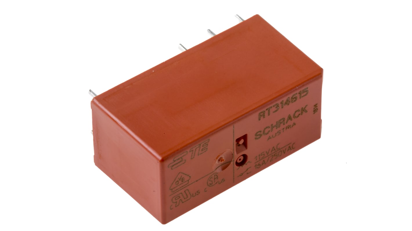 TE Connectivity PCB Mount Power Relay, 115V ac Coil, 16A Switching Current, SPDT