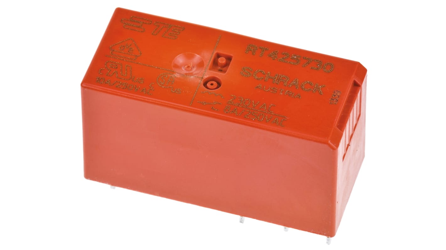 TE Connectivity PCB Mount Non-Latching Relay, 230V ac Coil, 8A Switching Current, DPDT