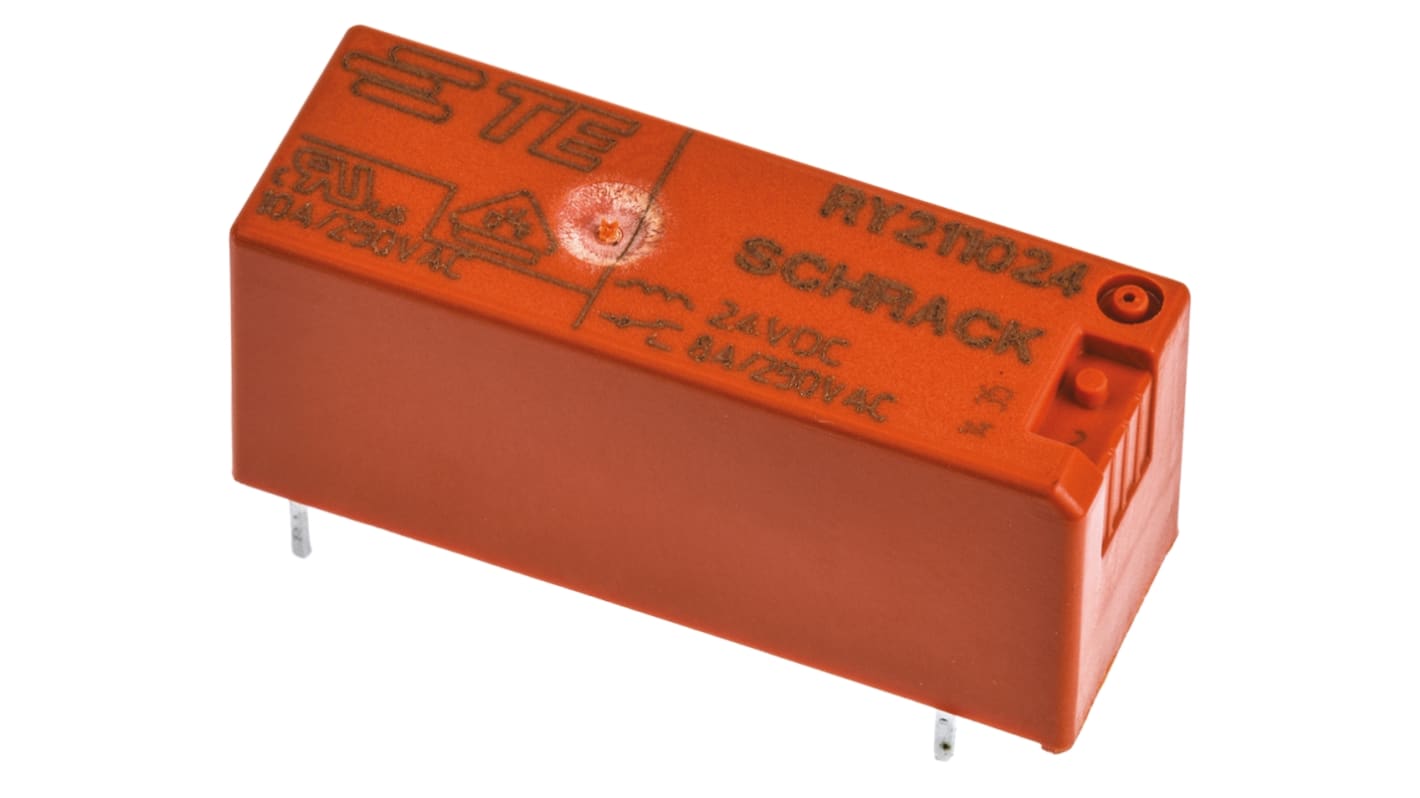 RY211024 TE Connectivity PCB Mount Power Relay, 24V dc Coil, 8A
