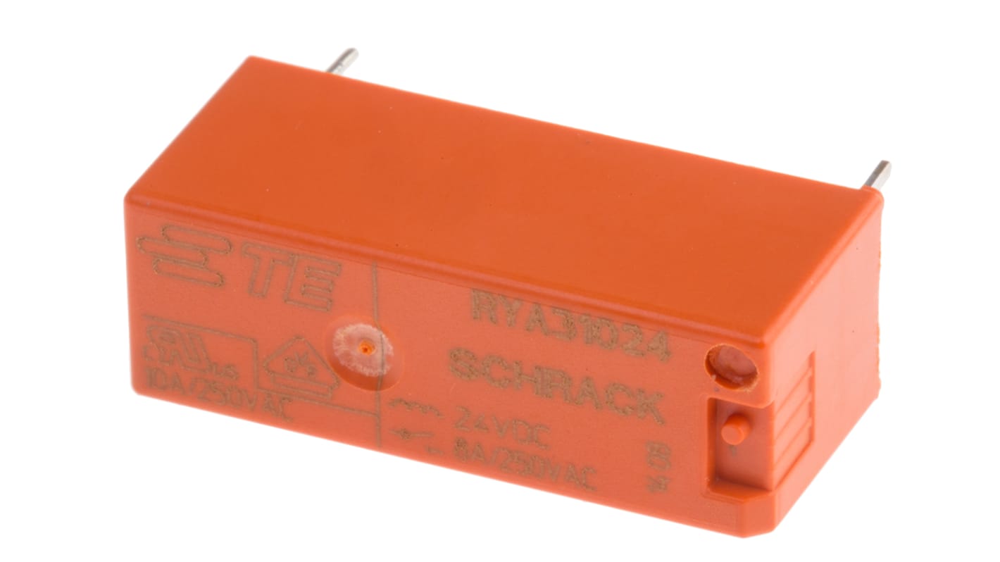 TE Connectivity PCB Mount Power Relay, 24V dc Coil, 8A Switching Current, SPST