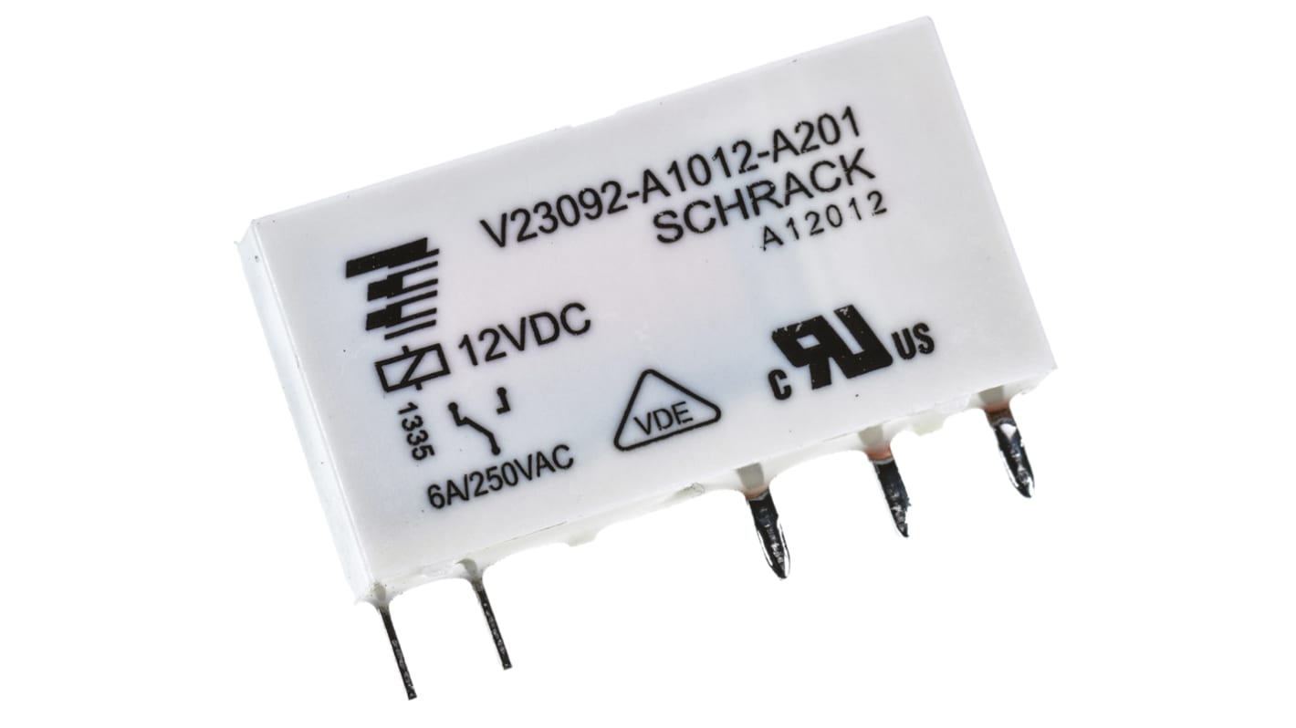 Przekaźnik mocy 12V dc SPDT TE Connectivity, montaż PCB 848Ω Otwór przezierny