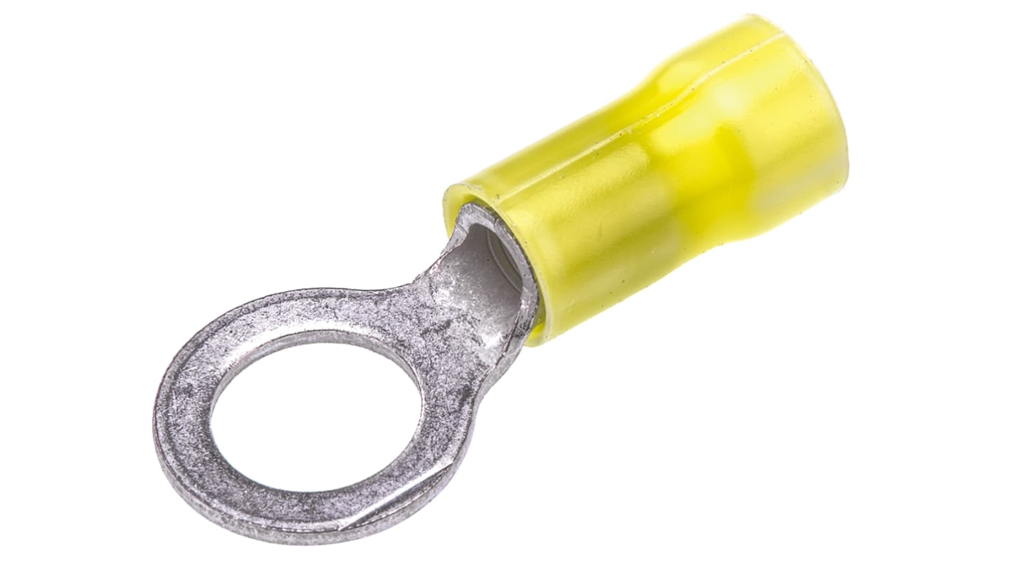 TE Connectivity, PLASTI-GRIP Insulated Ring Terminal, M8 Stud Size, 3mm² to 6mm² Wire Size, Yellow