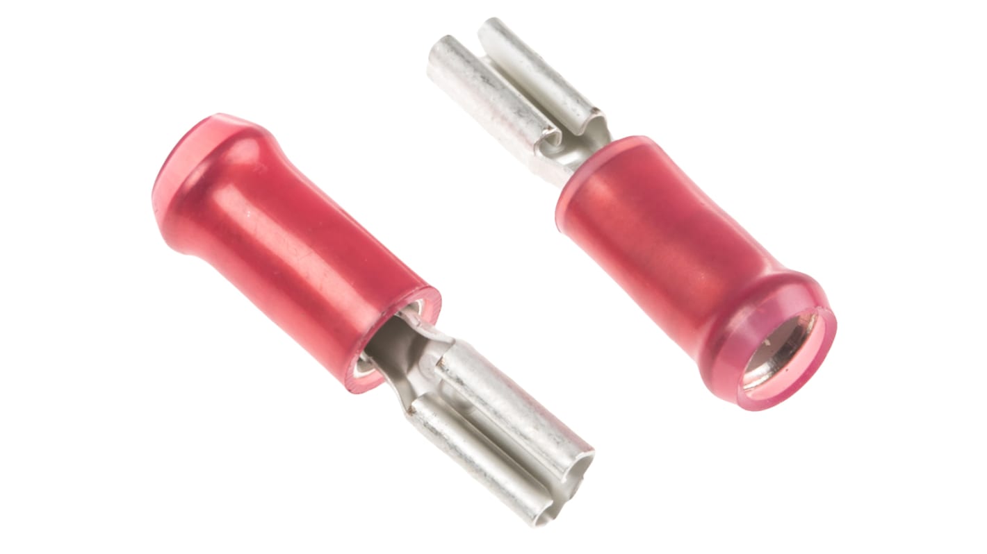 Terminal de lengüeta hembra aislado de color Rojo TE Connectivity PIDG FASTON .110 de crimpar, 2.79 x 0.79mm, 0.3mm² →