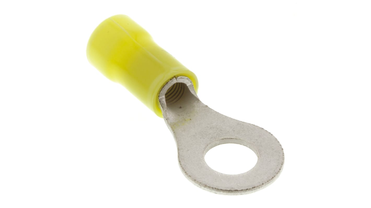 TE Connectivity, PLASTI-GRIP Insulated Ring Terminal, M6 Stud Size, 3mm² to 6mm² Wire Size, Yellow