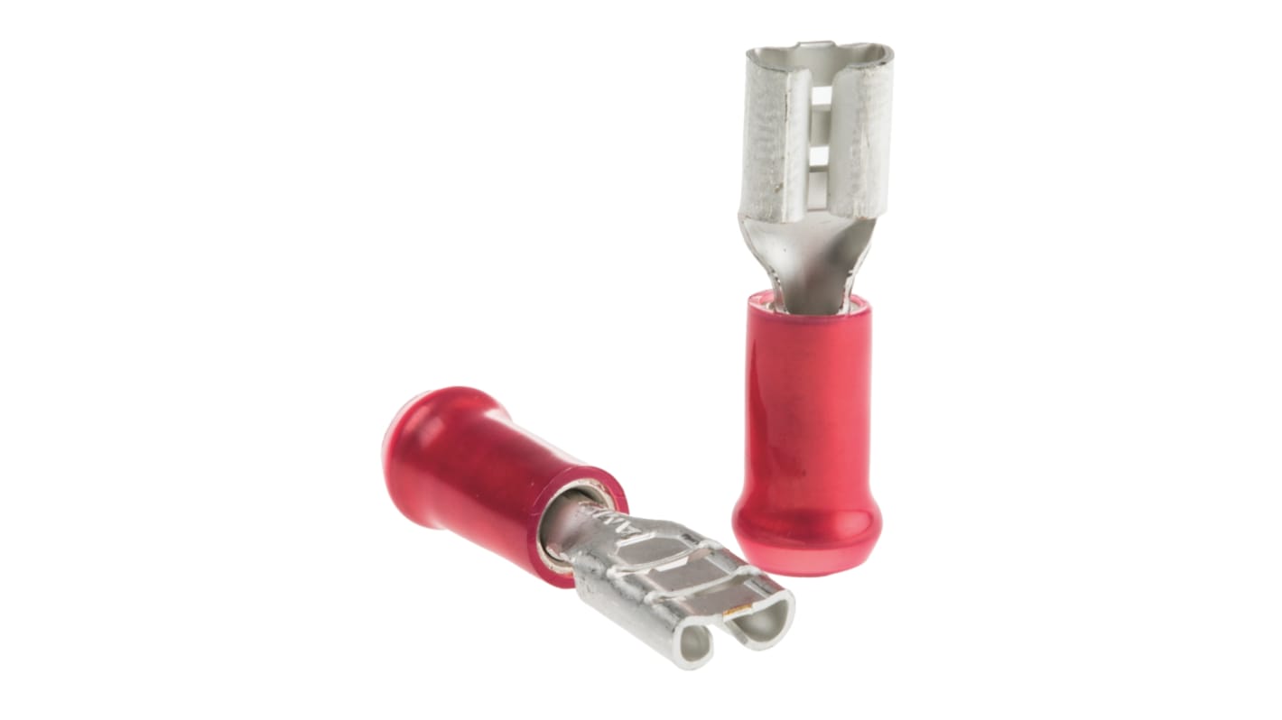 TE Connectivity PIDG FASTON .187 Red Insulated Female Spade Connector, Receptacle, 4.8 x 0.8mm Tab Size, 0.3mm² to