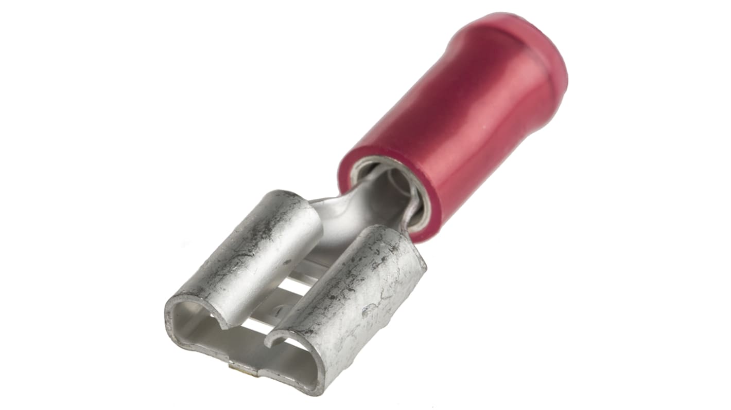 Terminal de lengüeta hembra aislado de color Rojo TE Connectivity PIDG FASTON .250 de crimpar, 6.35 x 0.81mm, 0.3mm² →