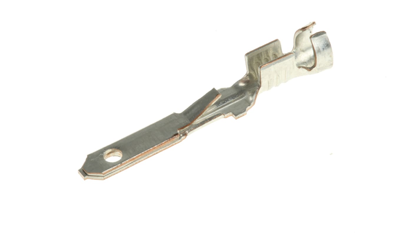 TE Connectivity FASTIN-FASTON .110 Uninsulated Male Spade Connector, Tab, 2.8mm Tab Size, 0.5mm² to 1.5mm²