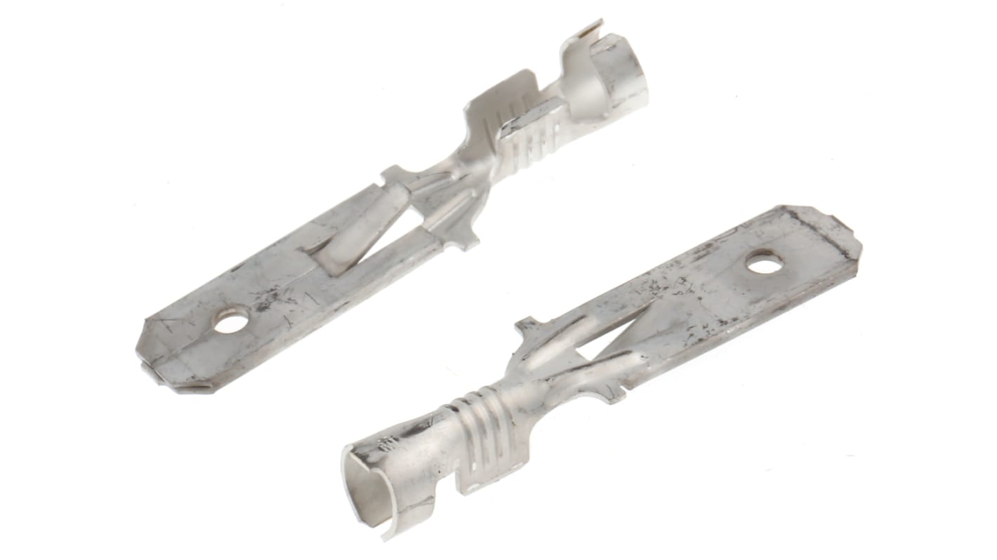 TE Connectivity FASTIN-FASTON .250 Uninsulated Male Spade Connector, Tab, 6.3 x 0.8mm Tab Size, 1mm² to 2.5mm²