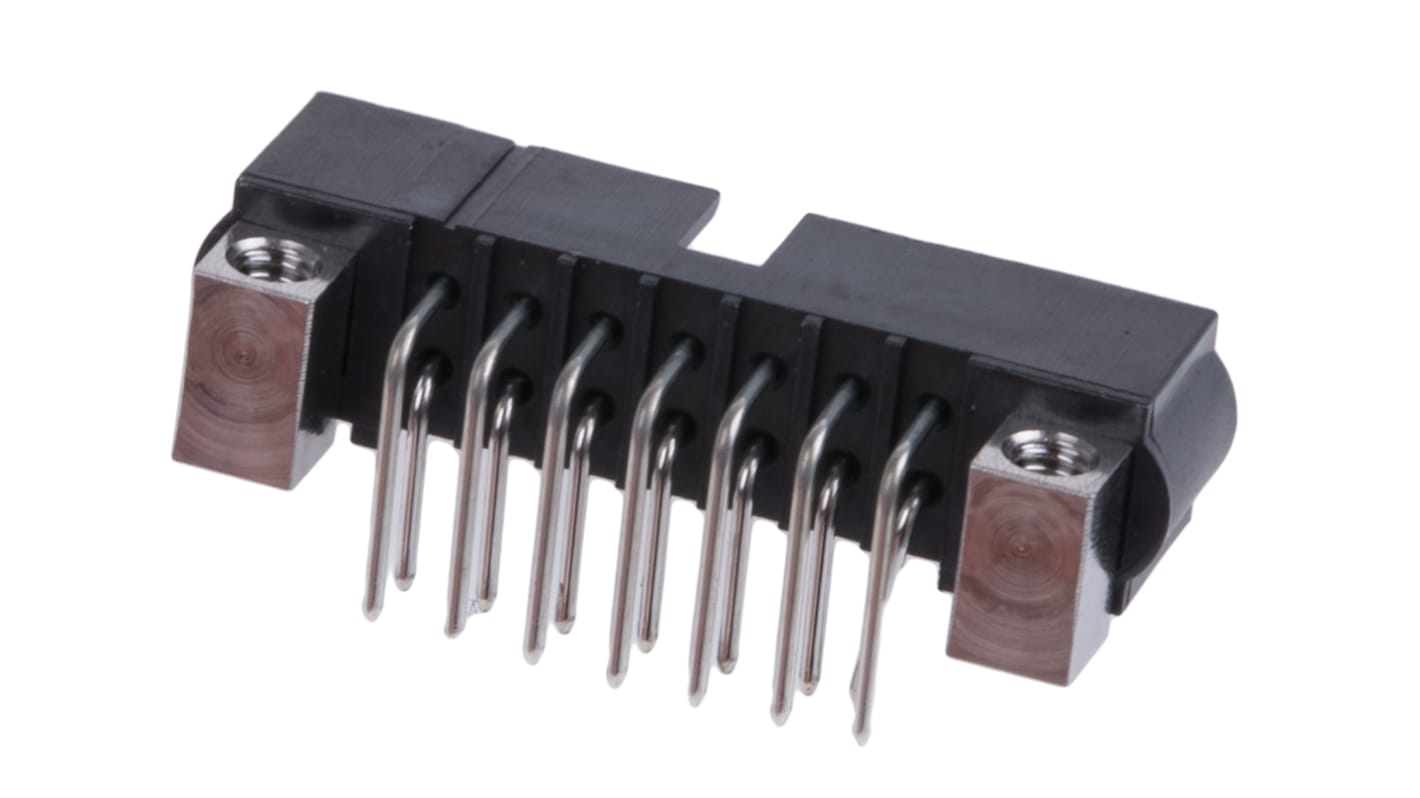 Conector macho para PCB Ángulo de 90° HARWIN serie Datamate J-Tek de 14 vías, 2 filas, paso 2.0mm, para soldar, Montaje