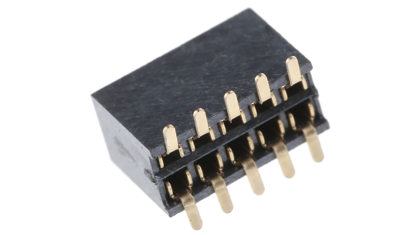 HARWIN Straight Surface Mount PCB Socket, 10-Contact, 2-Row, 1.27mm Pitch, Solder Termination