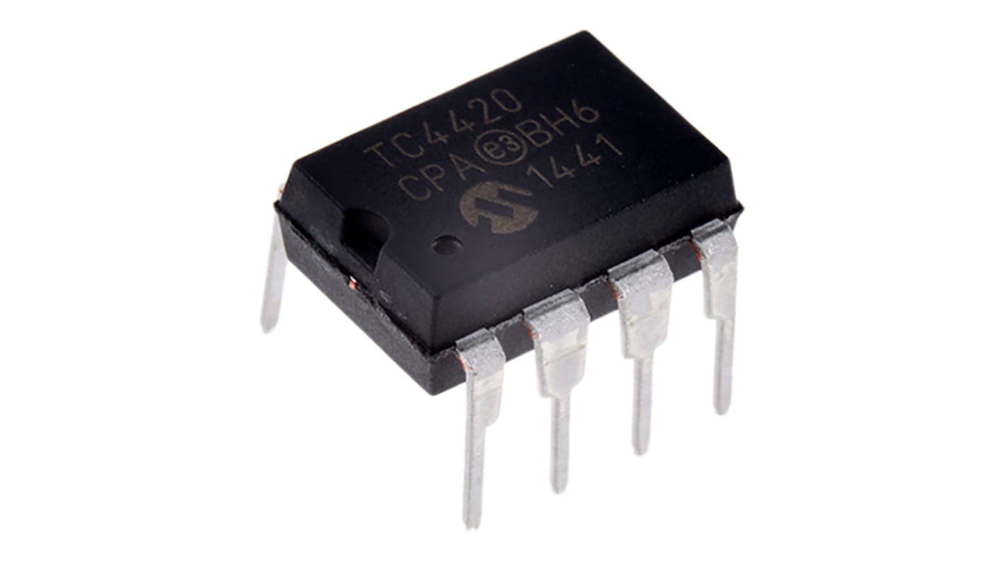 MOSFET kapu meghajtó TC4420CPA CMOS, TTL, 6 A, 18V, 8-tüskés, PDIP