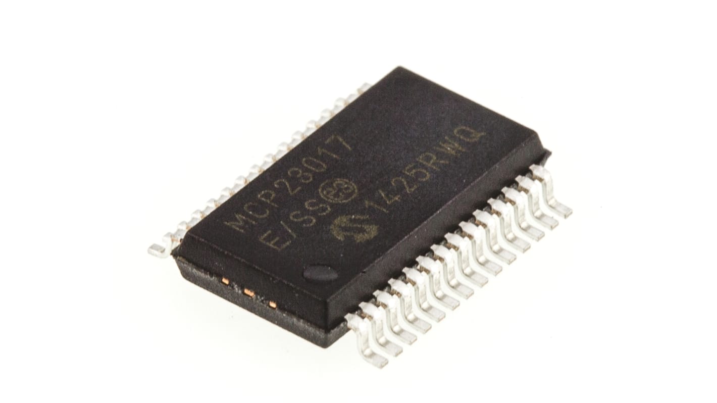 Espansione I/O MCP23017-E/SS, 16 canali, interfaccia I2C, clock 1.7MHz, SSOP 28 Pin