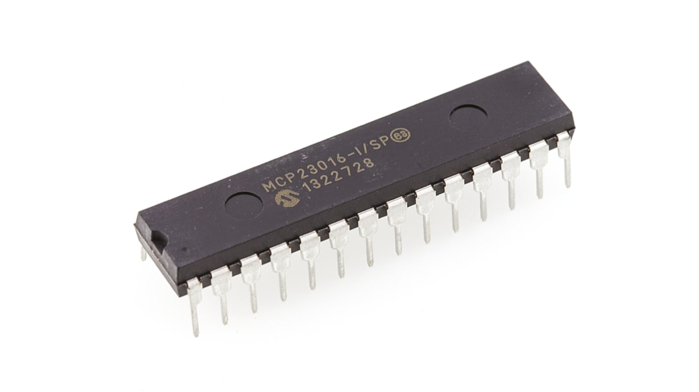 Espansione I/O MCP23016-I/SP, 16 canali, interfaccia I2C, clock 400MHz, SPDIP 28 Pin