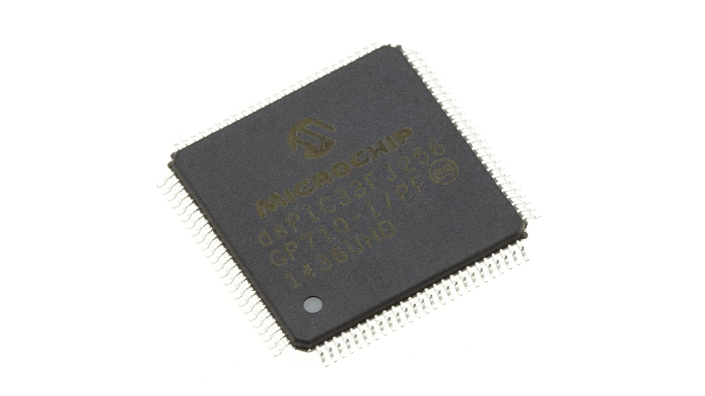 Microchip Digitaler Signalprozessor 16bit 40MIPS 30 kB 256 KB Flash TQFP 100-Pin 64 x 10/12 Bit ADC 2 0 2 0 8 2 0USB