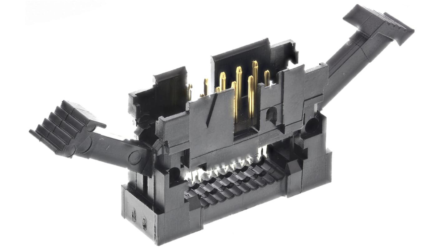 Conector IDC macho TE Connectivity serie AMP-LATCH de 10 vías, paso 2.54mm, 2 filas, Montaje de Cable