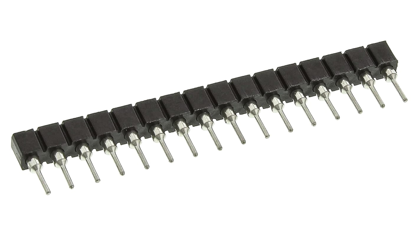 16 Way TE Connectivity Straight Through Hole 2.54mm SIL Socket, Solder, 1A