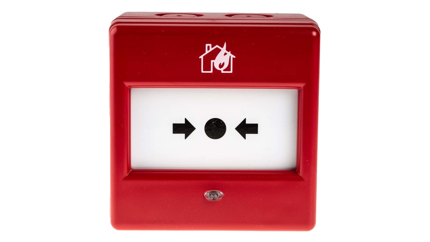 Pulsador de alarma por rotura de cristal Rojo Eaton para Exterior, 87mm x 87 mm x 53 mm