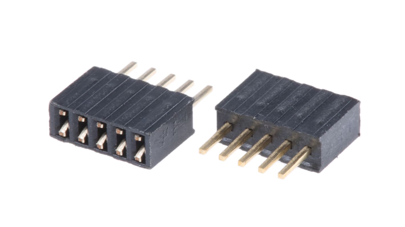 HARWIN Straight Through Hole Mount PCB Socket, 5-Contact, 1-Row, 1.27mm Pitch, Solder Termination