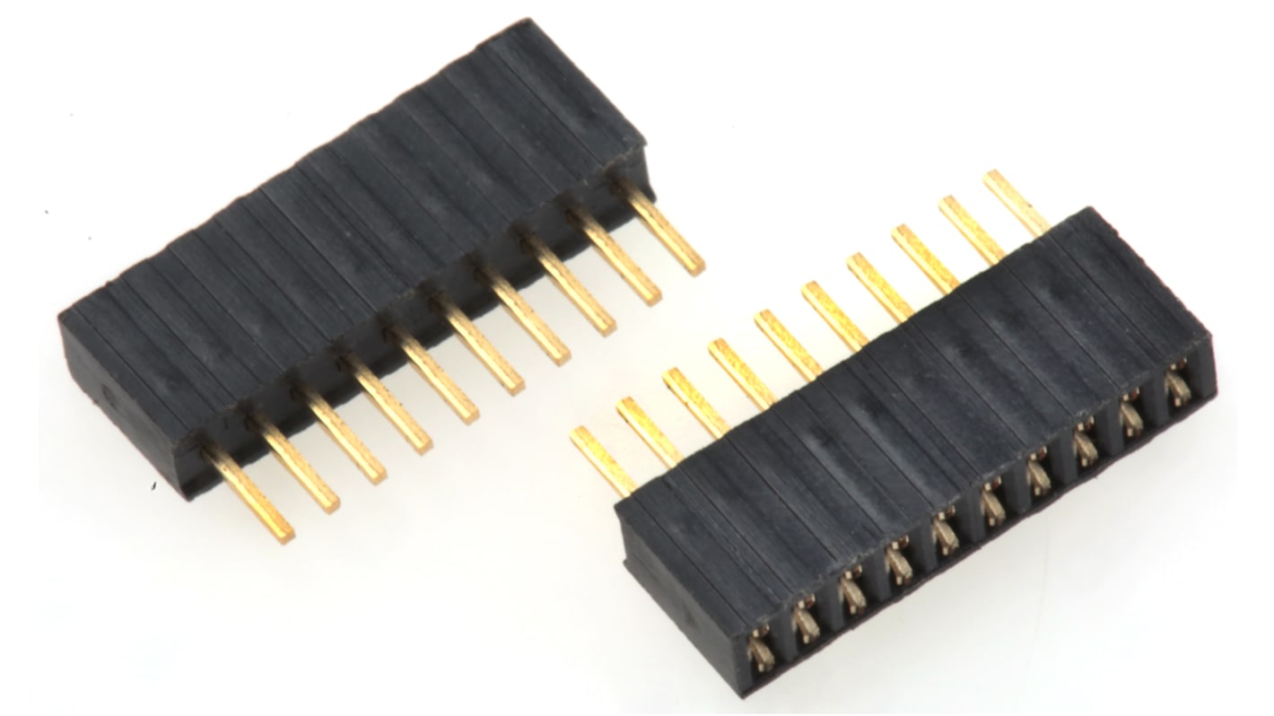 HARWIN Straight Through Hole Mount PCB Socket, 10-Contact, 1-Row, 1.27mm Pitch, Solder Termination