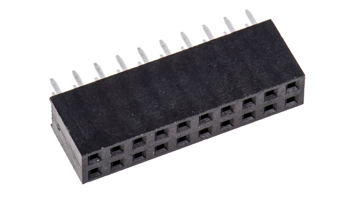 HARWIN Straight Through Hole Mount PCB Socket, 20-Contact, 2-Row, 2.54mm Pitch, Solder Termination