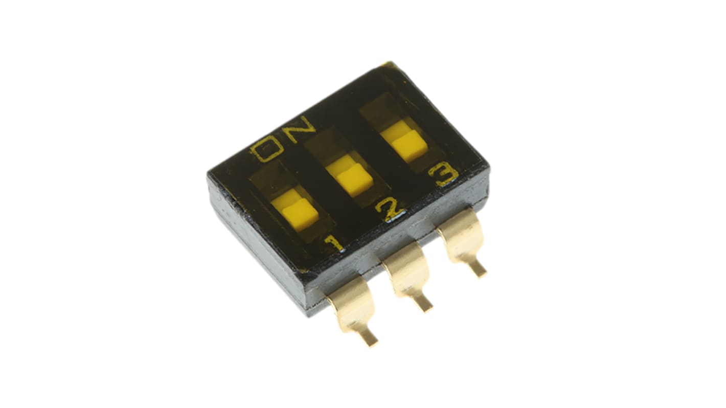 Omron DIP-Schalter Gleiter 3-stellig 3PST, Kontakte vergoldet 25 mA @ 24 V dc, bis +70°C