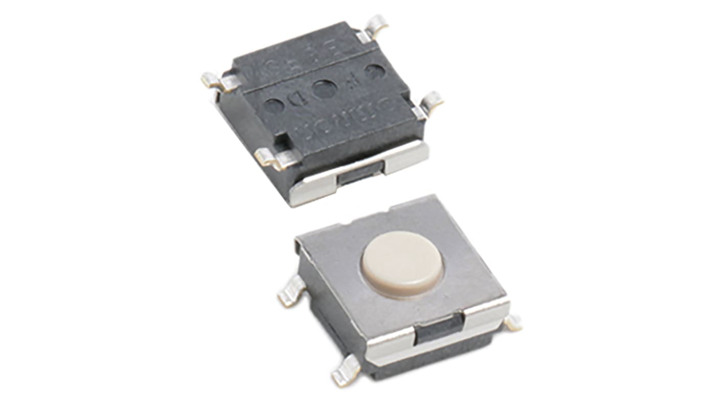 Plunger Tactile Switch, SPST 50 mA @ 24 V dc 0.5mm Through Hole