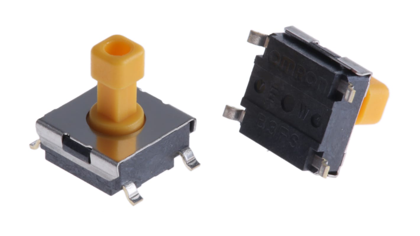 Omron Plunger Tactile Switch, SPST 50 mA @ 24 V dc 4.7mm Through Hole