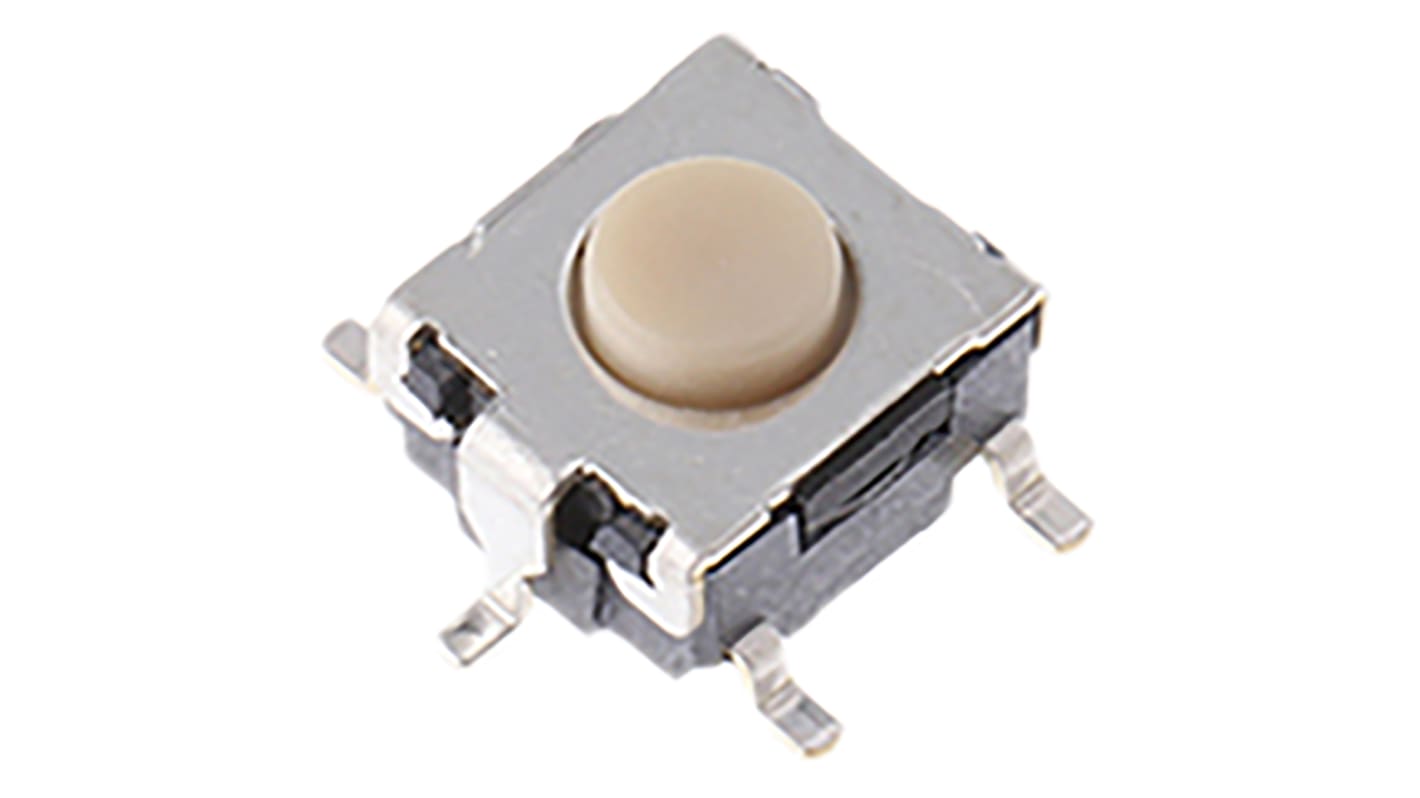 Button Tactile Switch, SPST 50 mA @ 24 V dc 0.8mm Through Hole