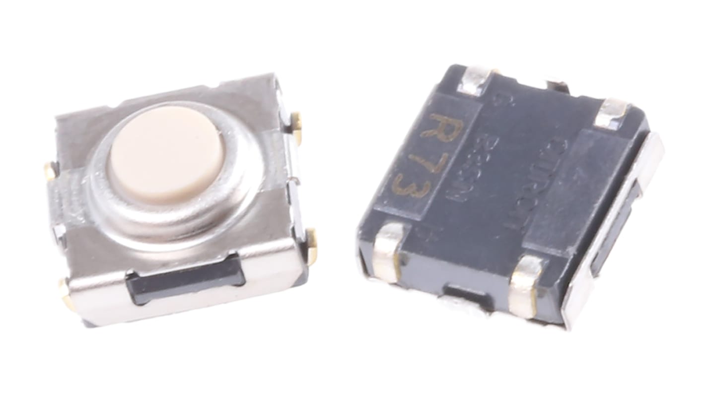 Button Tactile Switch, SPST 50 mA @ 24 V dc Through Hole