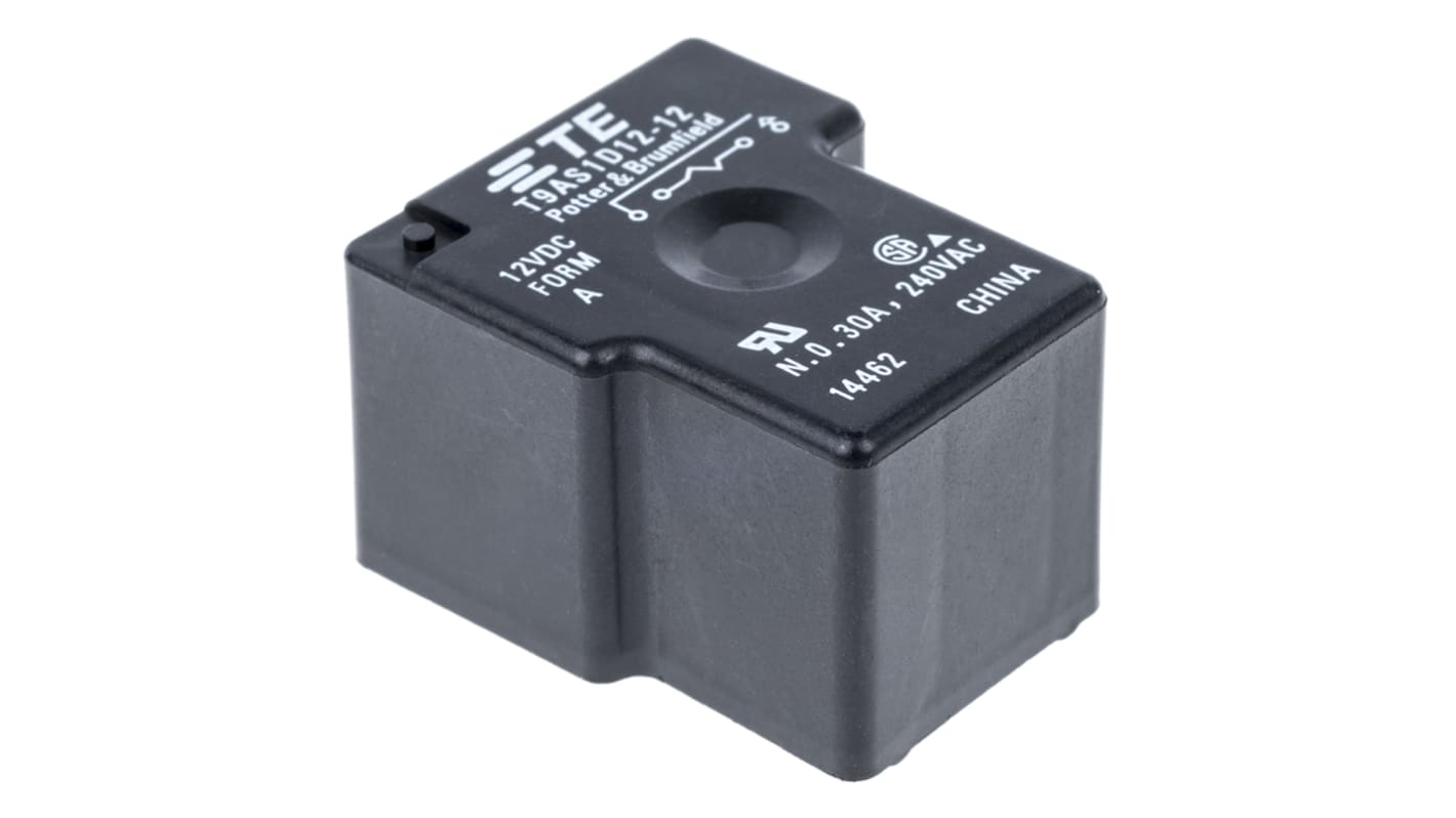 TE Connectivity PCB Mount Power Relay, 12V dc Coil, 30A Switching Current, SPST