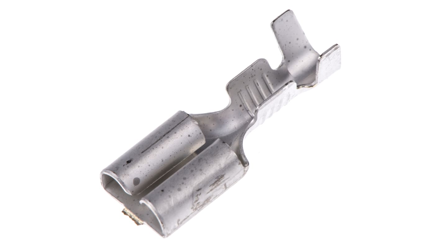 TE Connectivity FASTON .250 Uninsulated Female Spade Connector, Receptacle, 6.35 x 0.8mm Tab Size, 0.5mm² to 2.27mm²