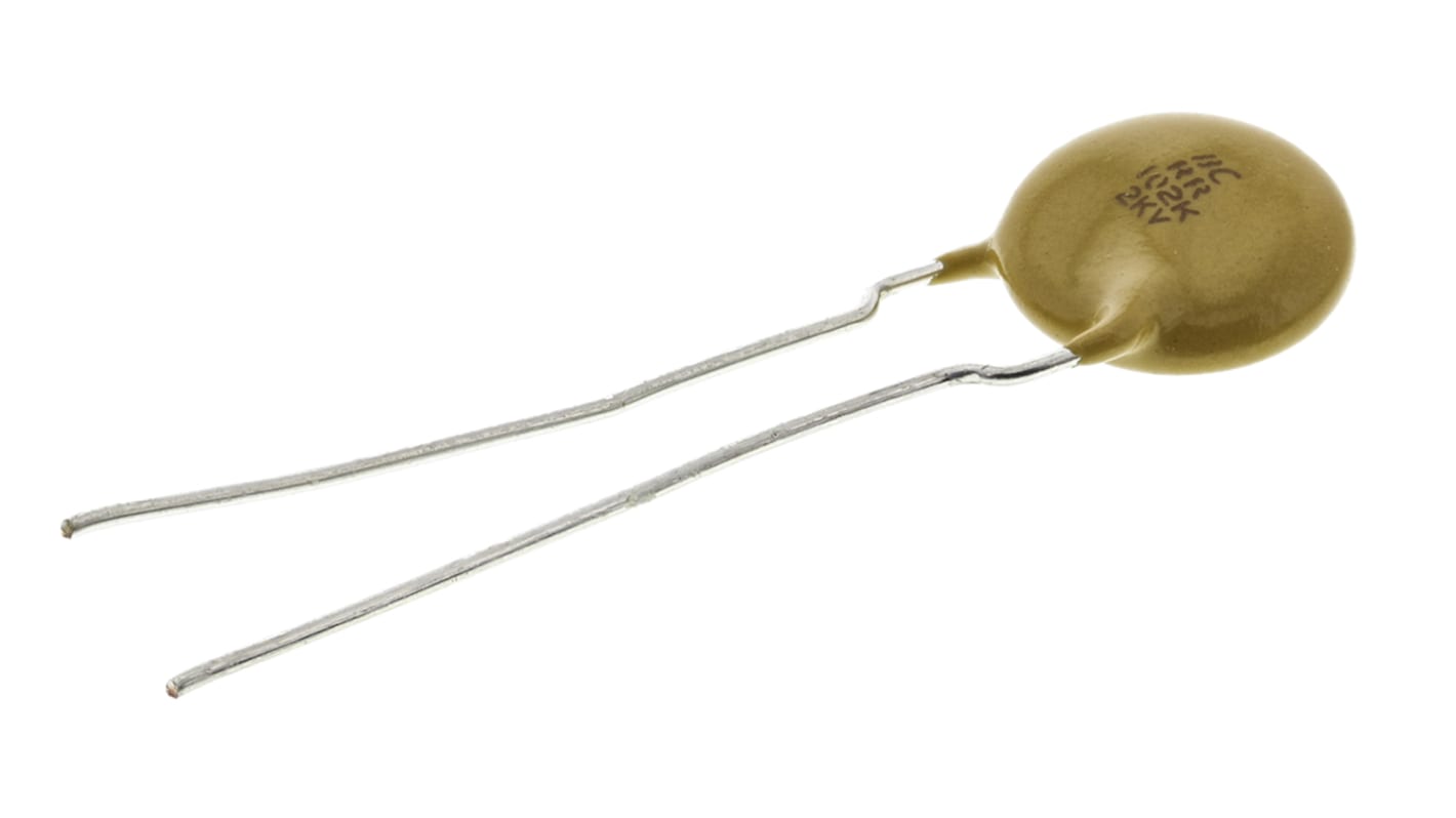 Vishay Single Layer Ceramic Capacitor (SLCC) 1nF 2kV dc ±10% Y5R Dielectric, F, Through Hole +125°C Max Op. Temp.