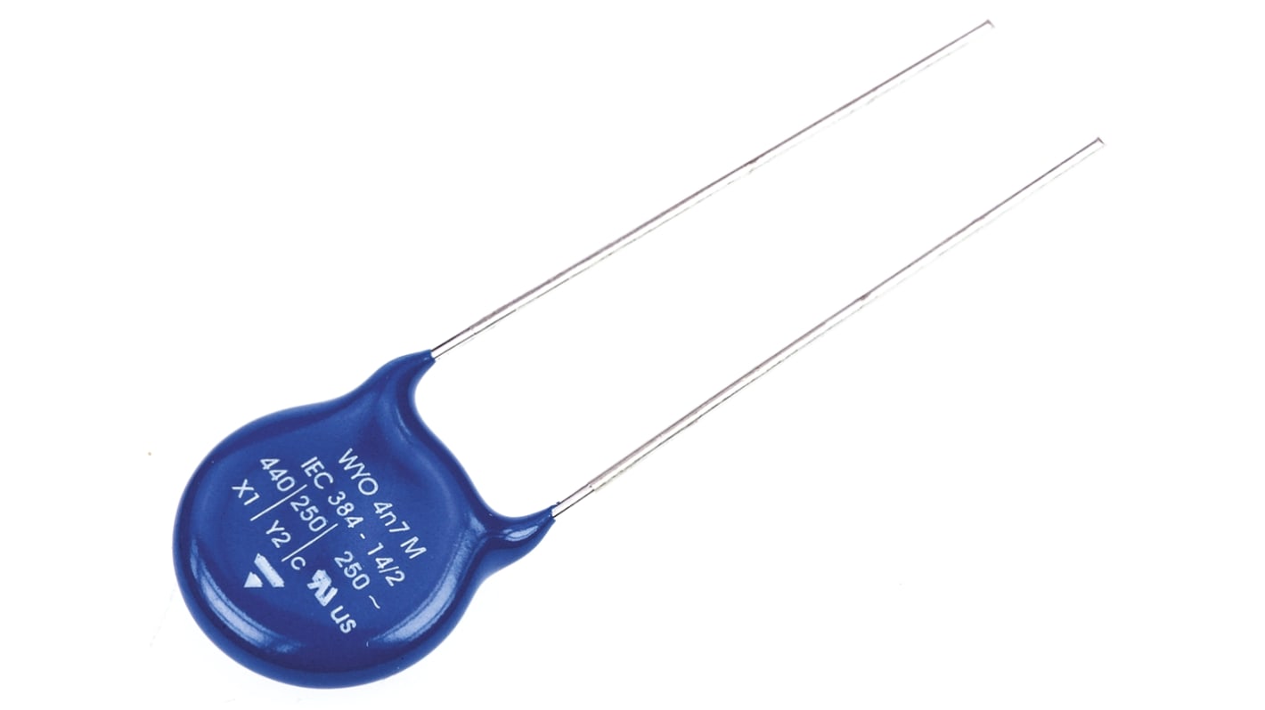 Vishay Single Layer Ceramic Capacitor (SLCC) 4.7nF 400V ac ±20% Y5U Dielectric, WYO, Through Hole +125°C Max Op. Temp.