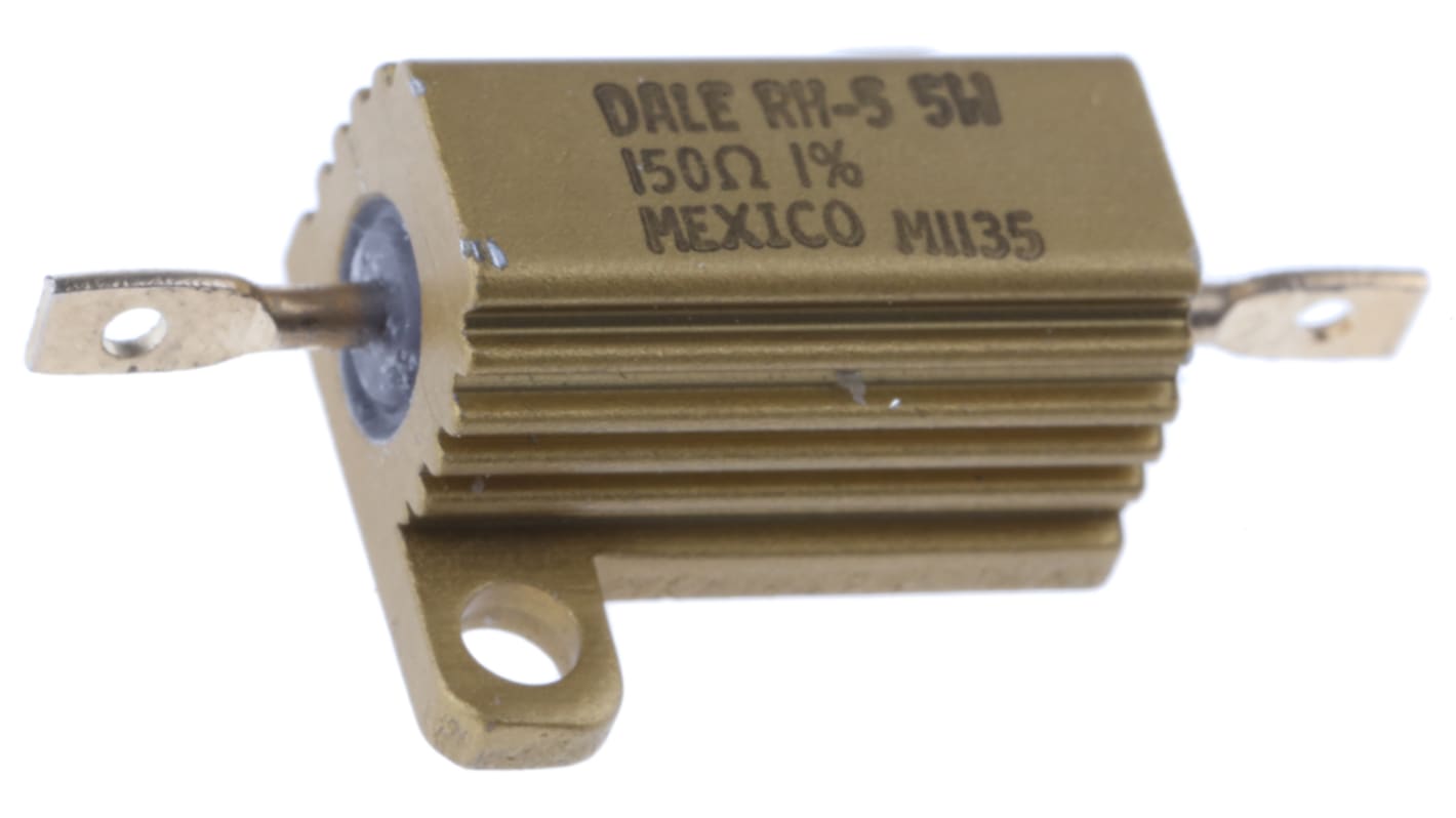 Resistencia de montaje en panel Vishay, 150Ω ±1% 7.5W, Con carcasa de aluminio, Axial, Bobinado