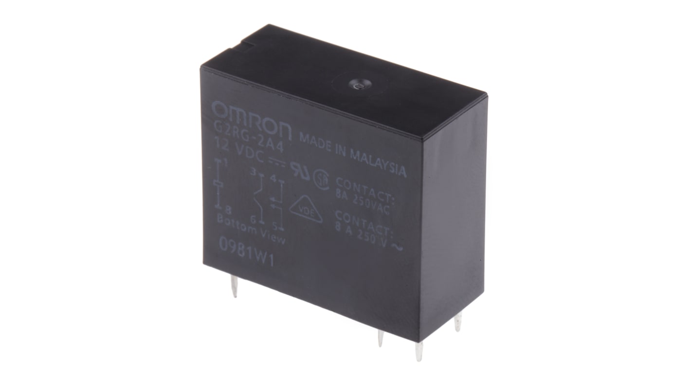 Omron PCB Mount Power Relay, 12V dc Coil, 8A Switching Current, DPST