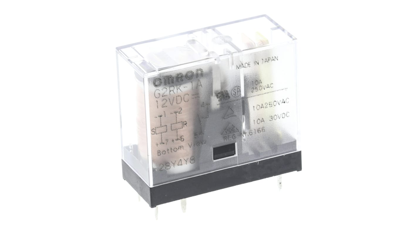 Omron PCB Mount Latching Power Relay, 12V dc Coil, 5A Switching Current, SPST