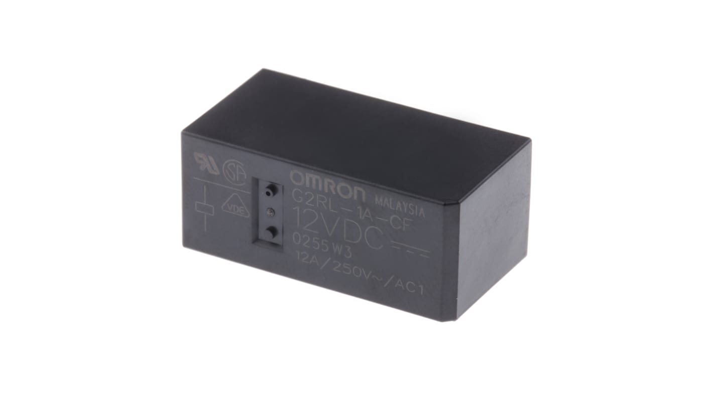 Omron PCB Mount Power Relay, 12V dc Coil, 12A Switching Current, SPST