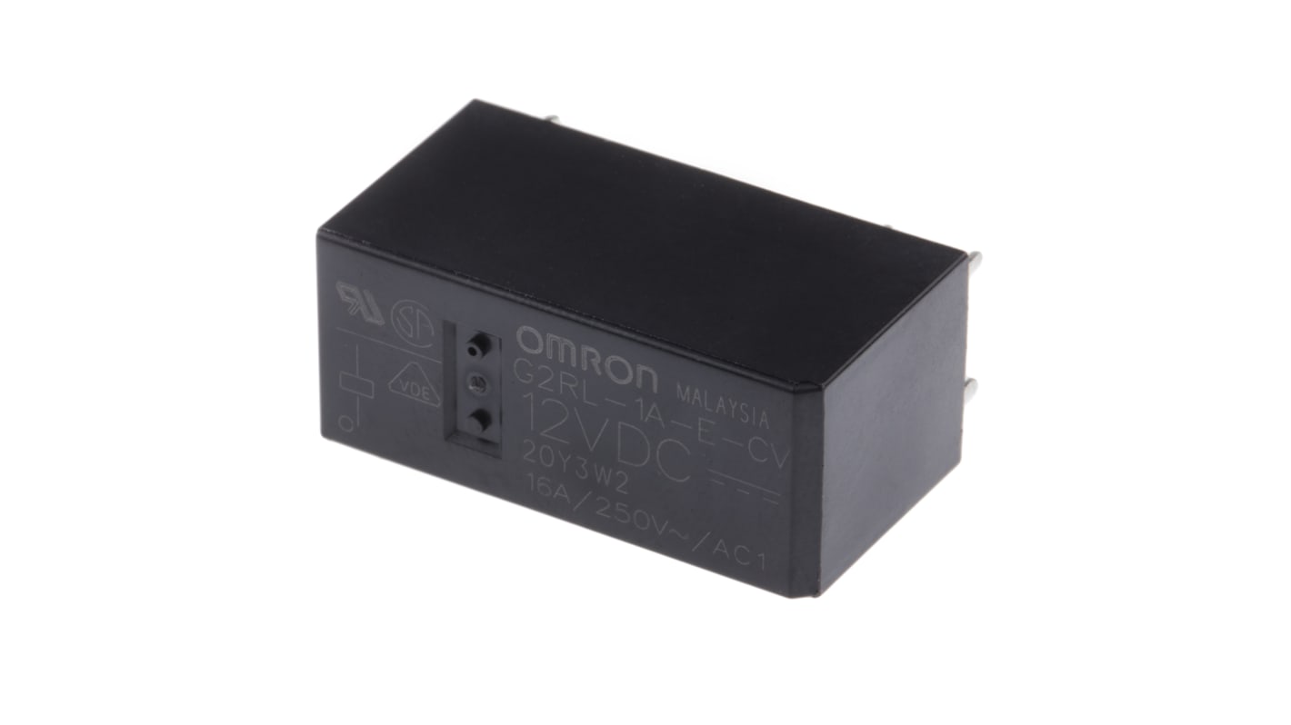 Omron PCB Mount Power Relay, 12V dc Coil, 16A Switching Current, SPST