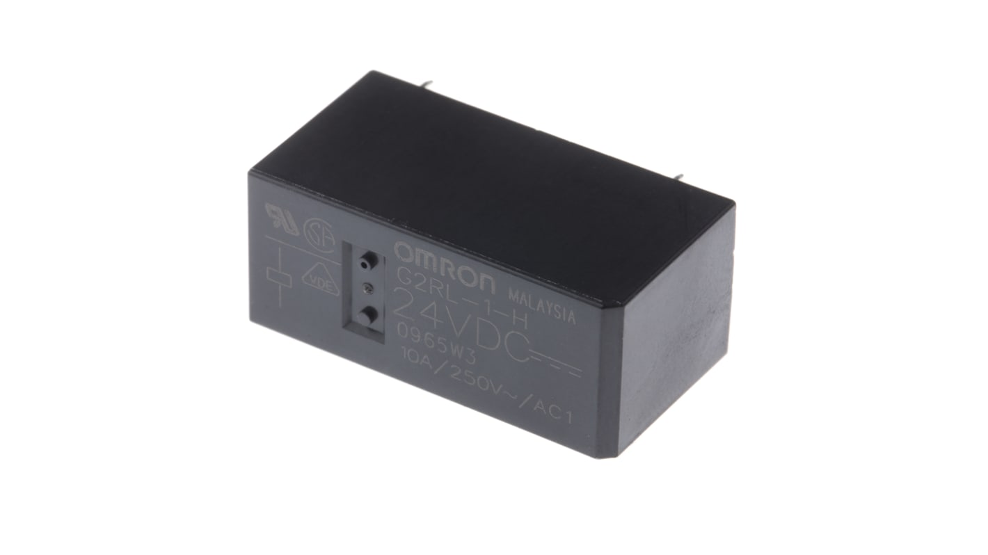 Relé de potencia sin enclavamiento Omron G2RL de 1 polo, SPDT, bobina 24V dc, 10A, Montaje en PCB