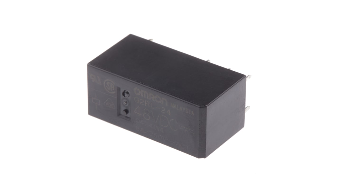 Omron PCB Mount Power Relay, 48V dc Coil, 5A Switching Current, DPDT