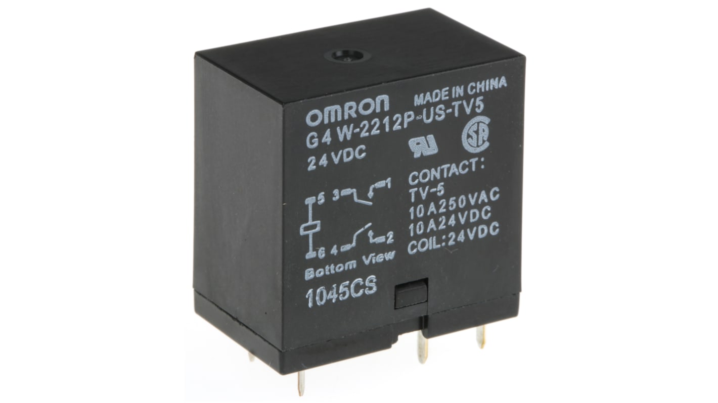 Omron PCB Mount Power Relay, 24V dc Coil, 10A Switching Current, DPST