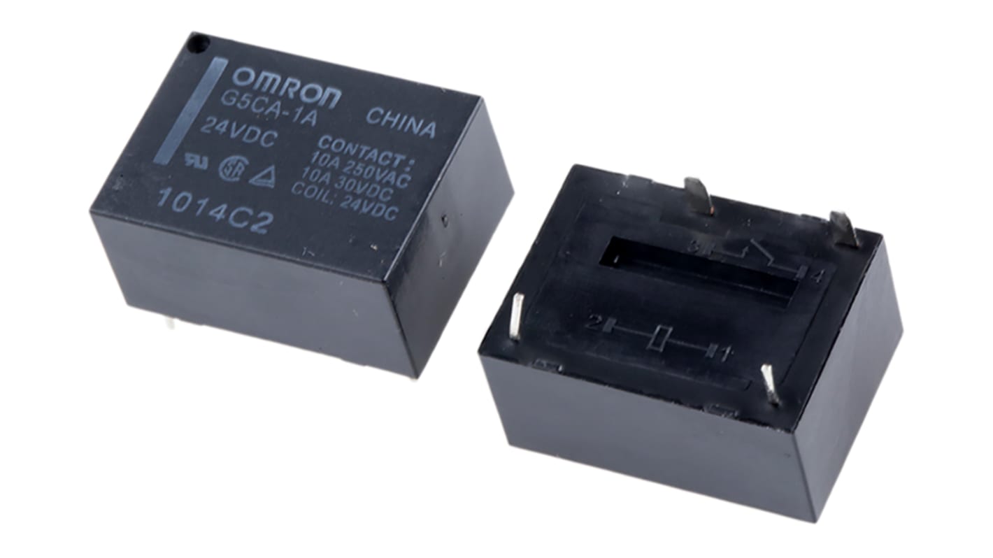 Omron PCB Mount Power Relay, 24V dc Coil, 10A Switching Current, SPST