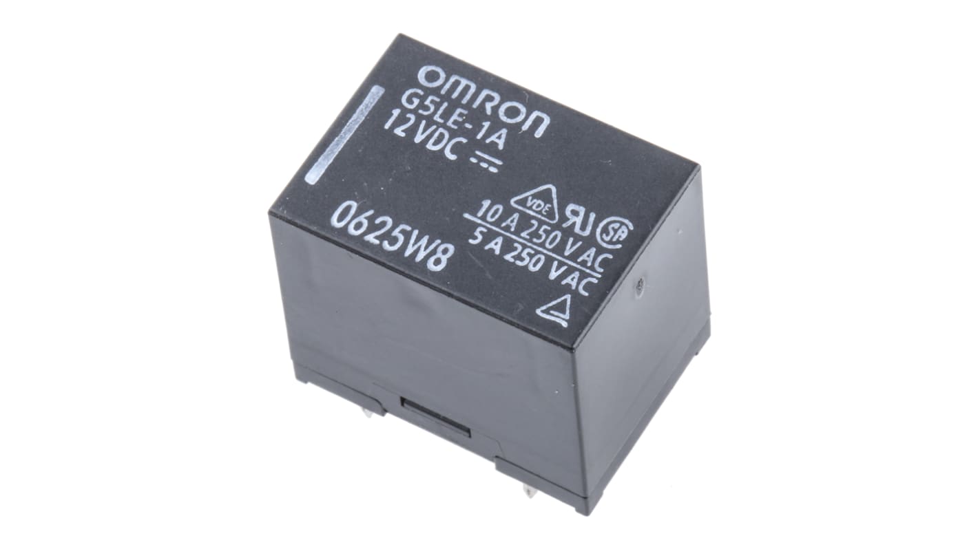 Relé de potencia sin enclavamiento Omron G5LE de 1 polo, SPST, bobina 12V dc, 10A, Montaje en PCB