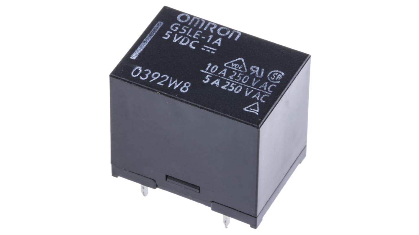 Omron PCB Mount Power Relay, 5V dc Coil, 10A Switching Current, SPST
