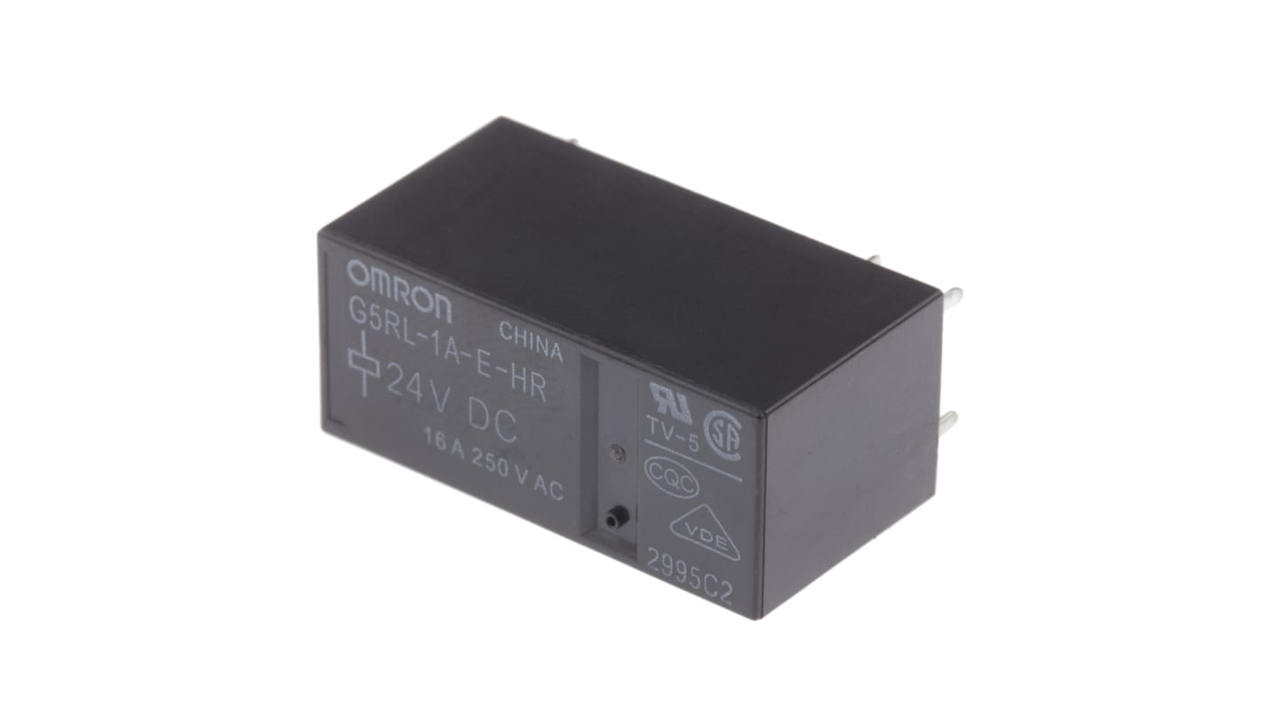 Omron PCB Mount Power Relay, 24V dc Coil, 16A Switching Current, SPST